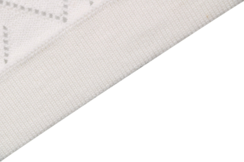 Louis Vuitton V-Motif Openwork Jacquard Short Sleeve Polo — Cream