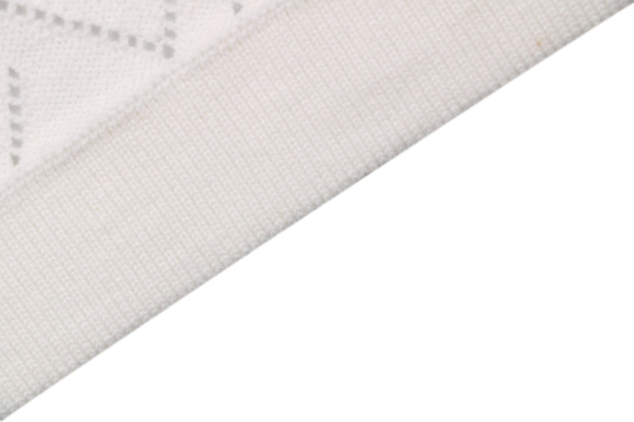 Louis Vuitton V-Motif Openwork Jacquard Short Sleeve Polo — Cream