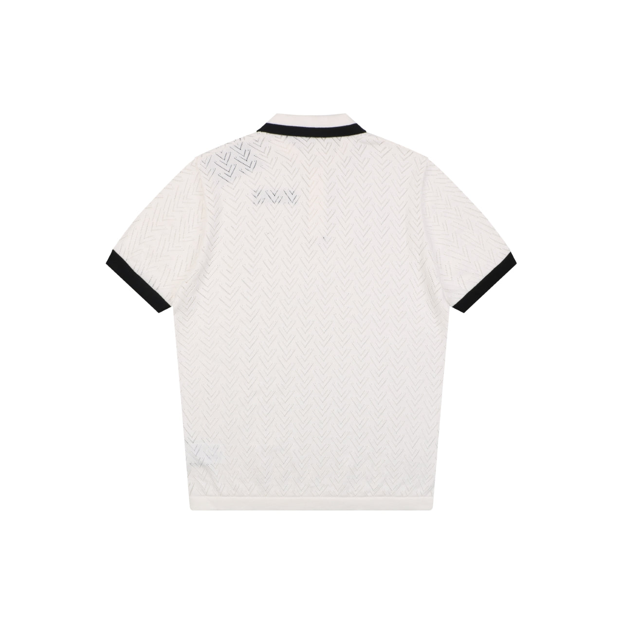Louis Vuitton V-Motif Openwork Jacquard Short Sleeve Polo — Cream