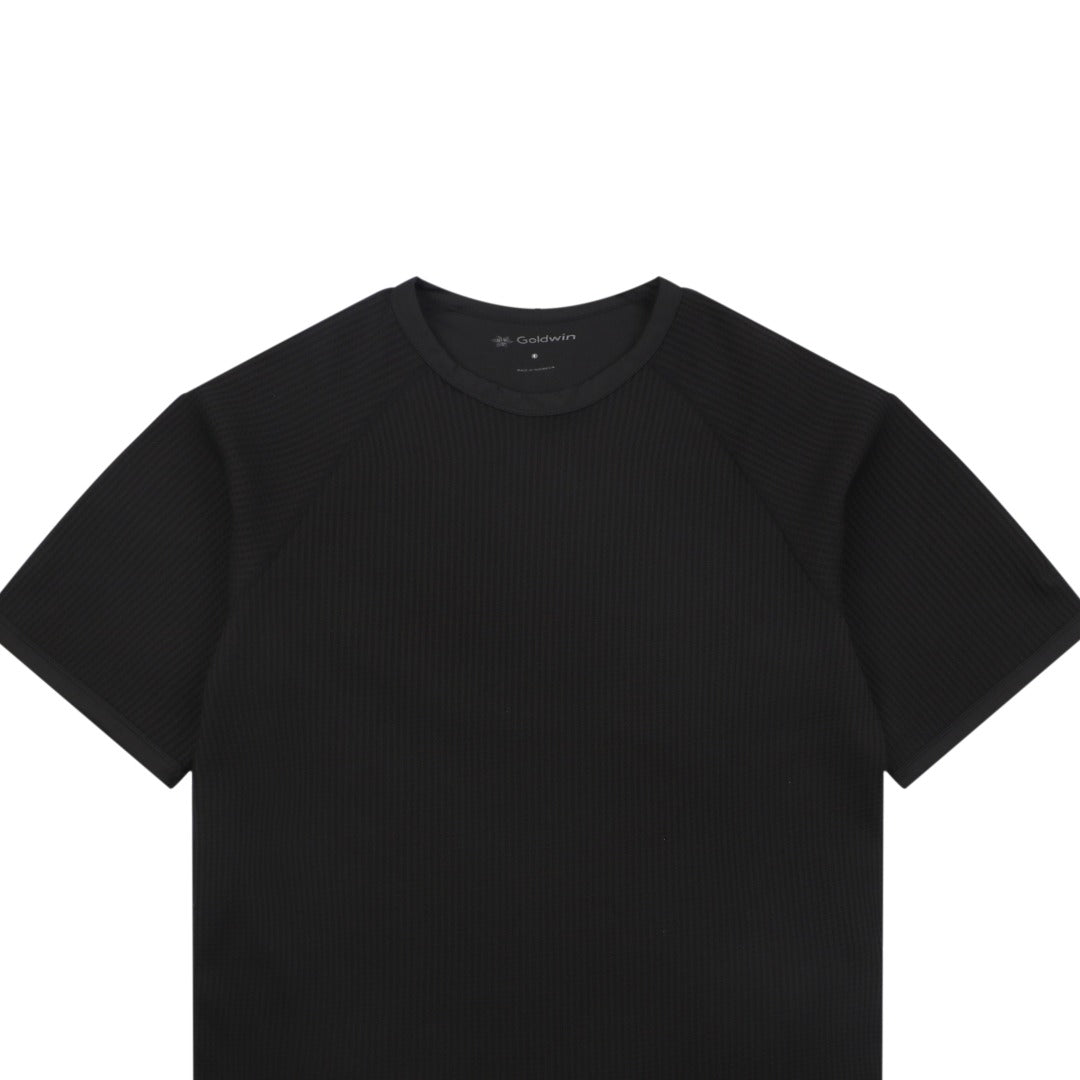 Goldwin Tonal Waffle Texture Short Sleeve Tee — Black