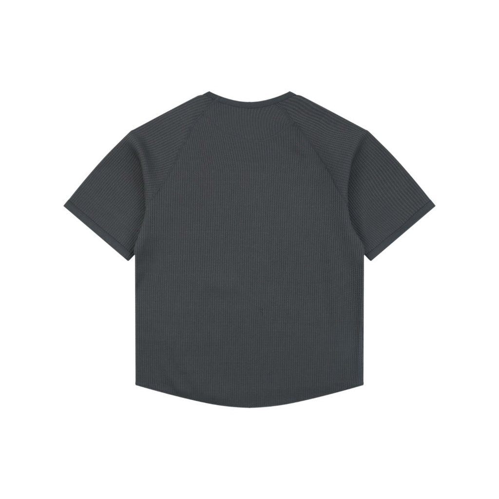 Goldwin Tonal Vertical Rib Texture Short Sleeve Tee — Charcoal
