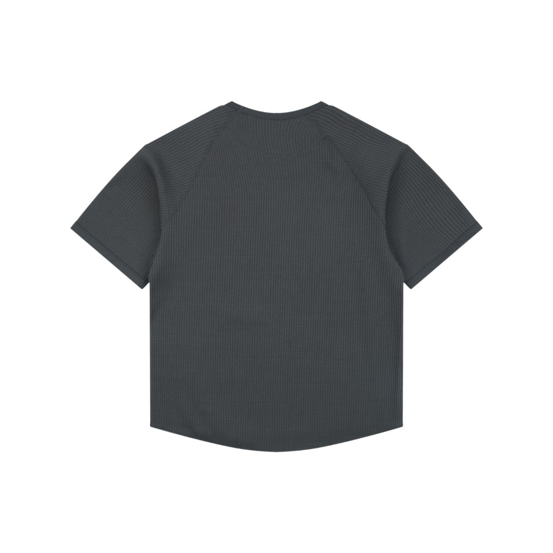 Goldwin Tonal Vertical Rib Texture Short Sleeve Tee — Charcoal