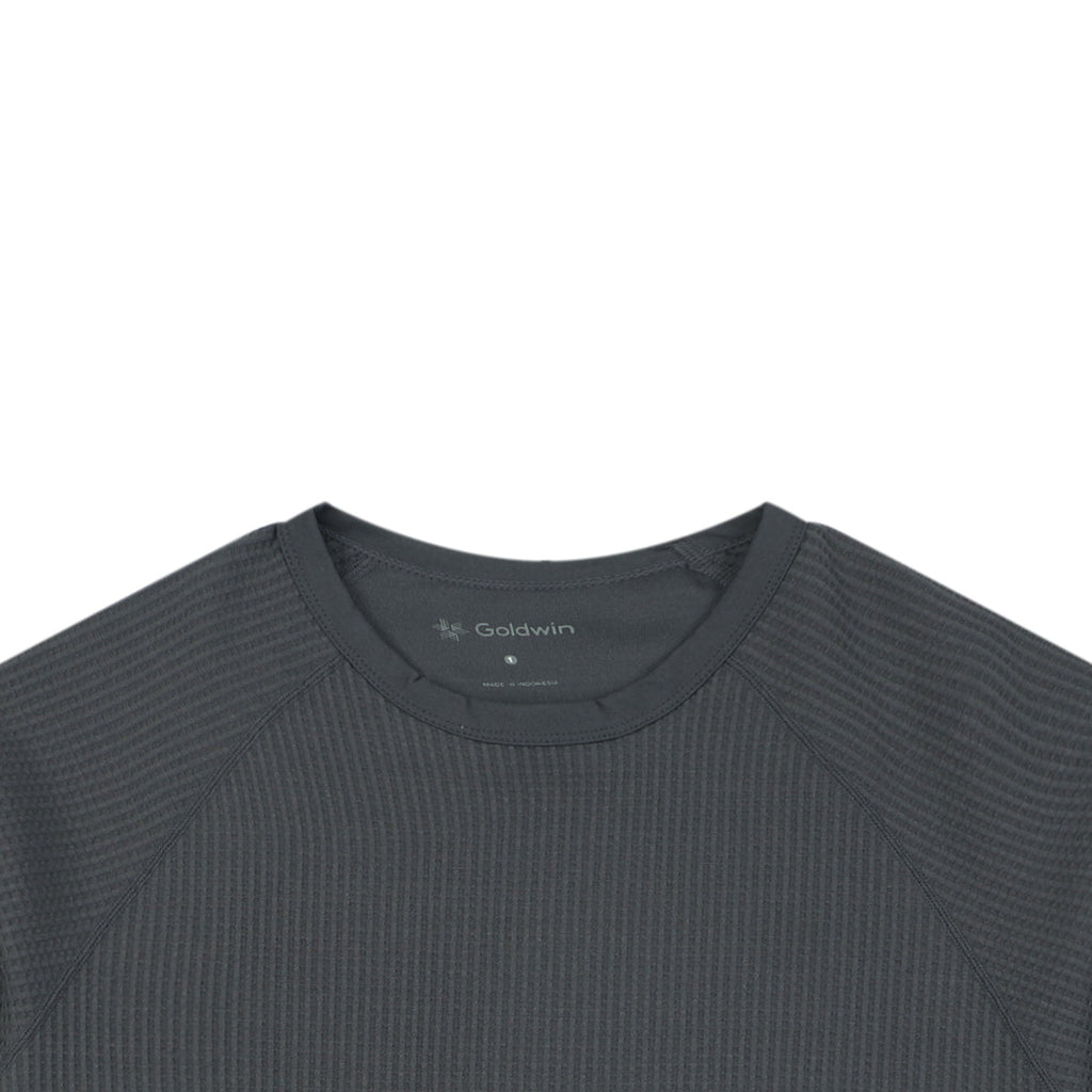 Goldwin Tonal Vertical Rib Texture Short Sleeve Tee — Charcoal
