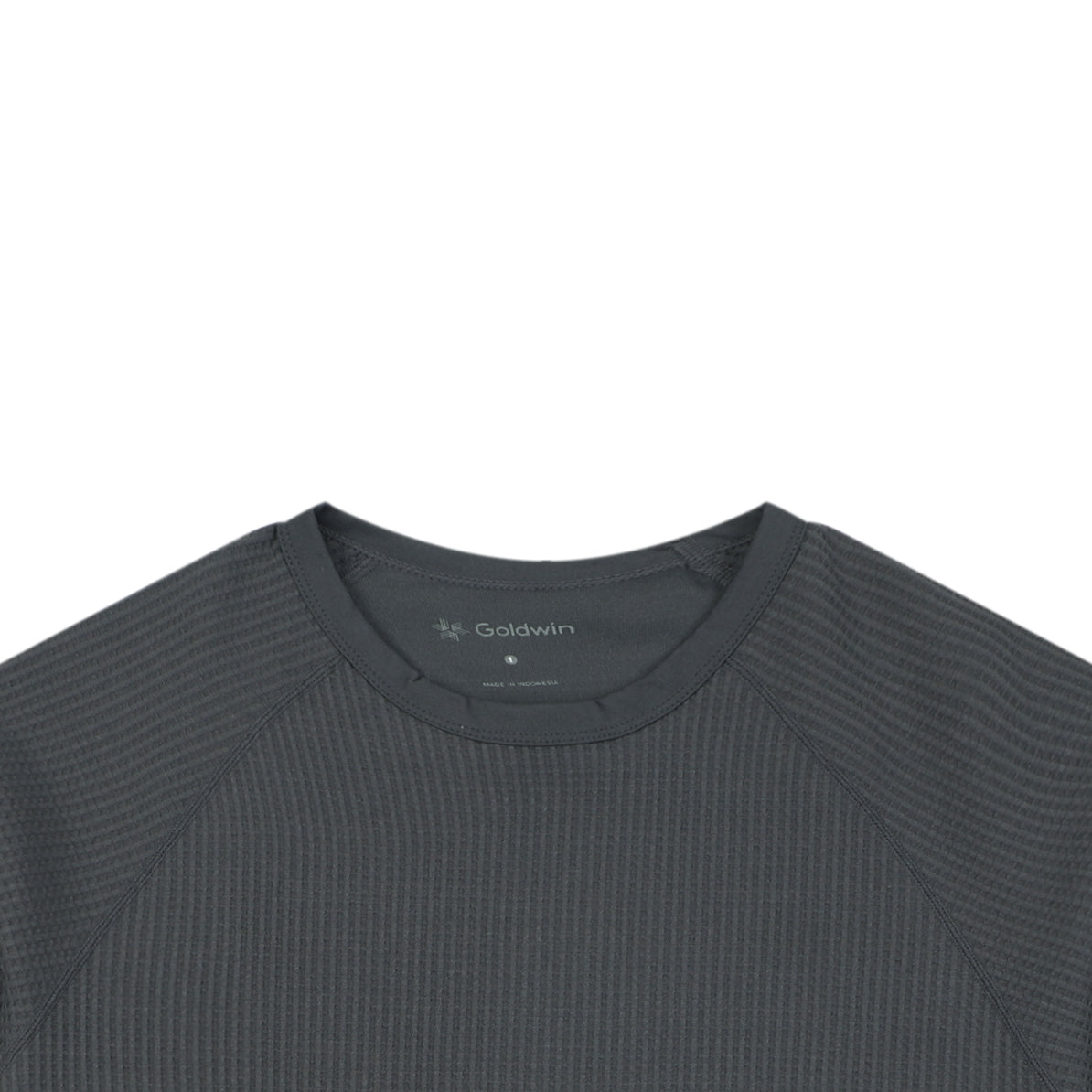 Goldwin Tonal Vertical Rib Texture Short Sleeve Tee — Charcoal