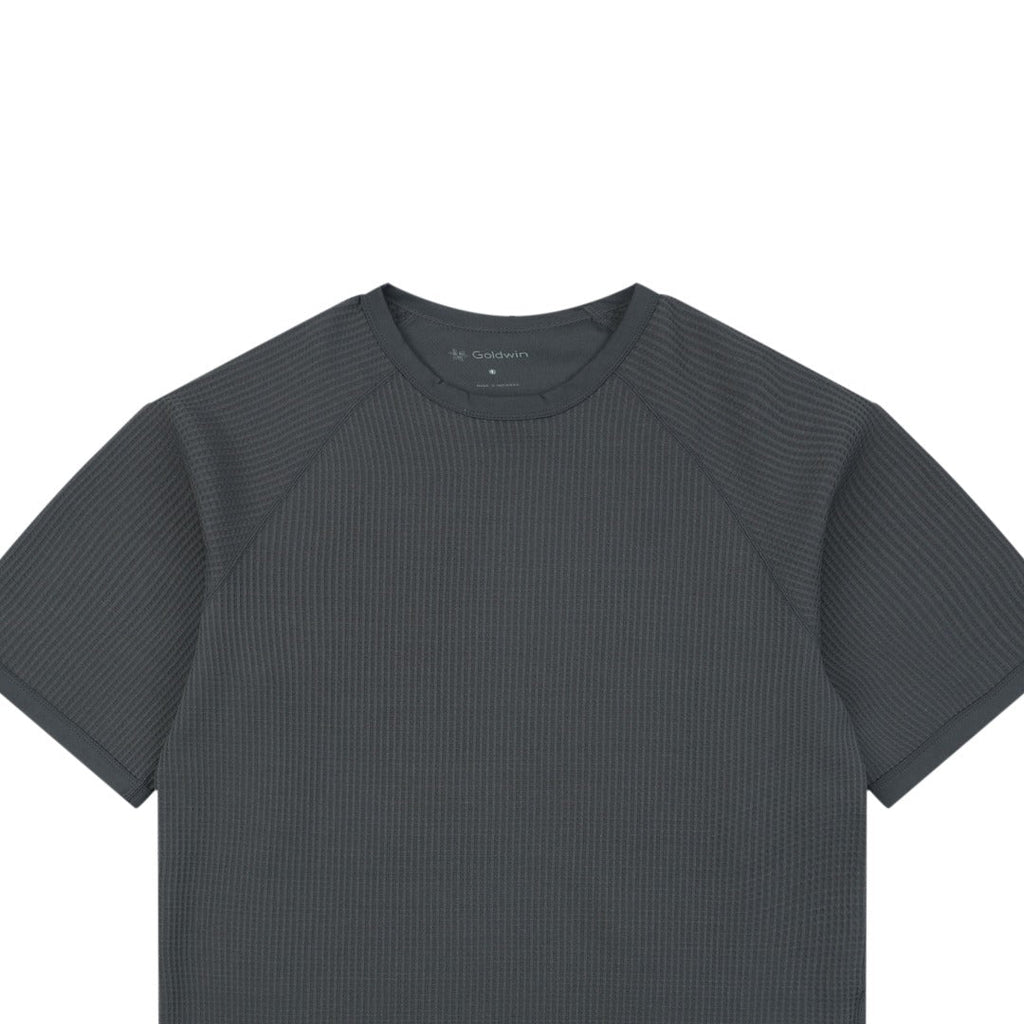 Goldwin Tonal Vertical Rib Texture Short Sleeve Tee — Charcoal