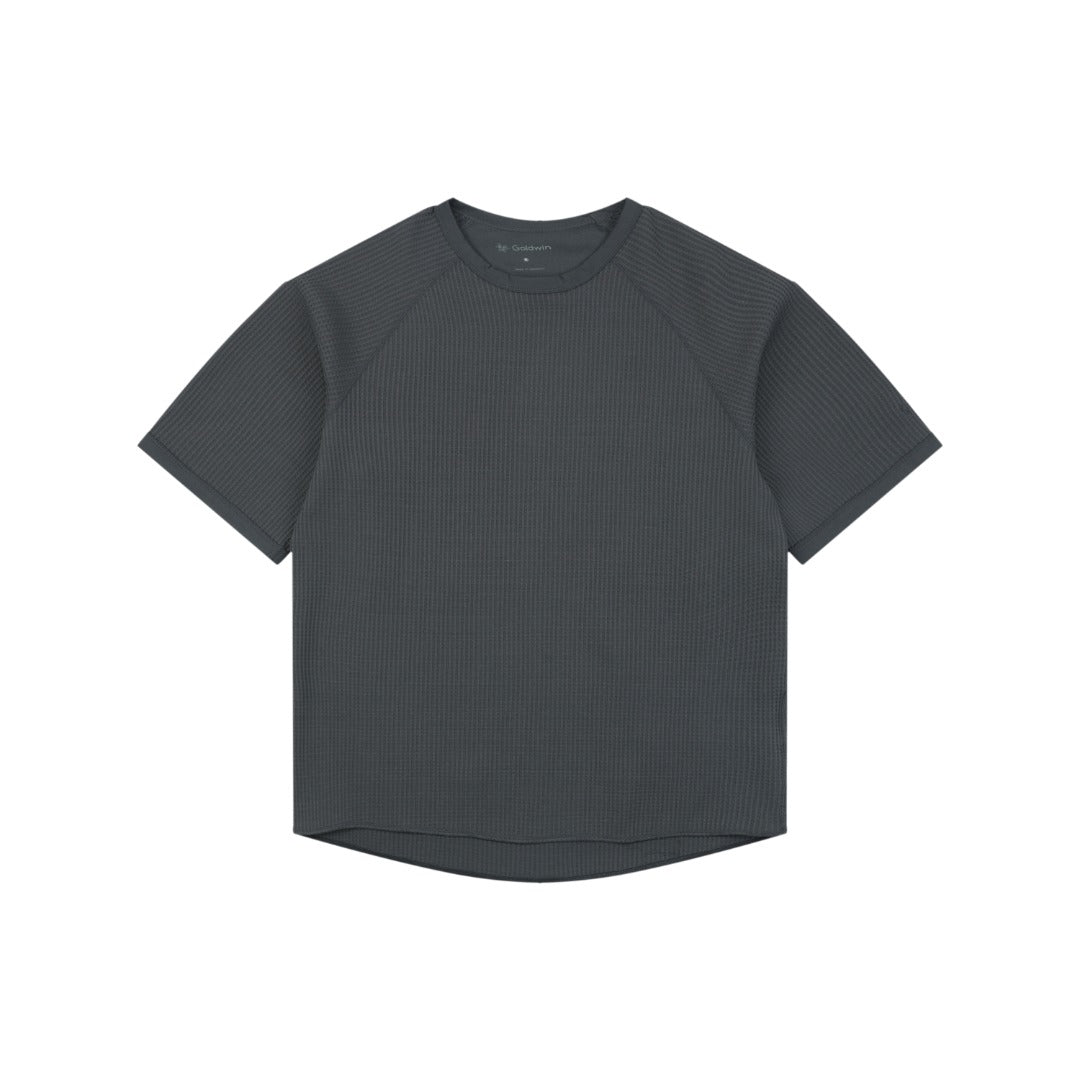 Goldwin Tonal Vertical Rib Texture Short Sleeve Tee — Charcoal