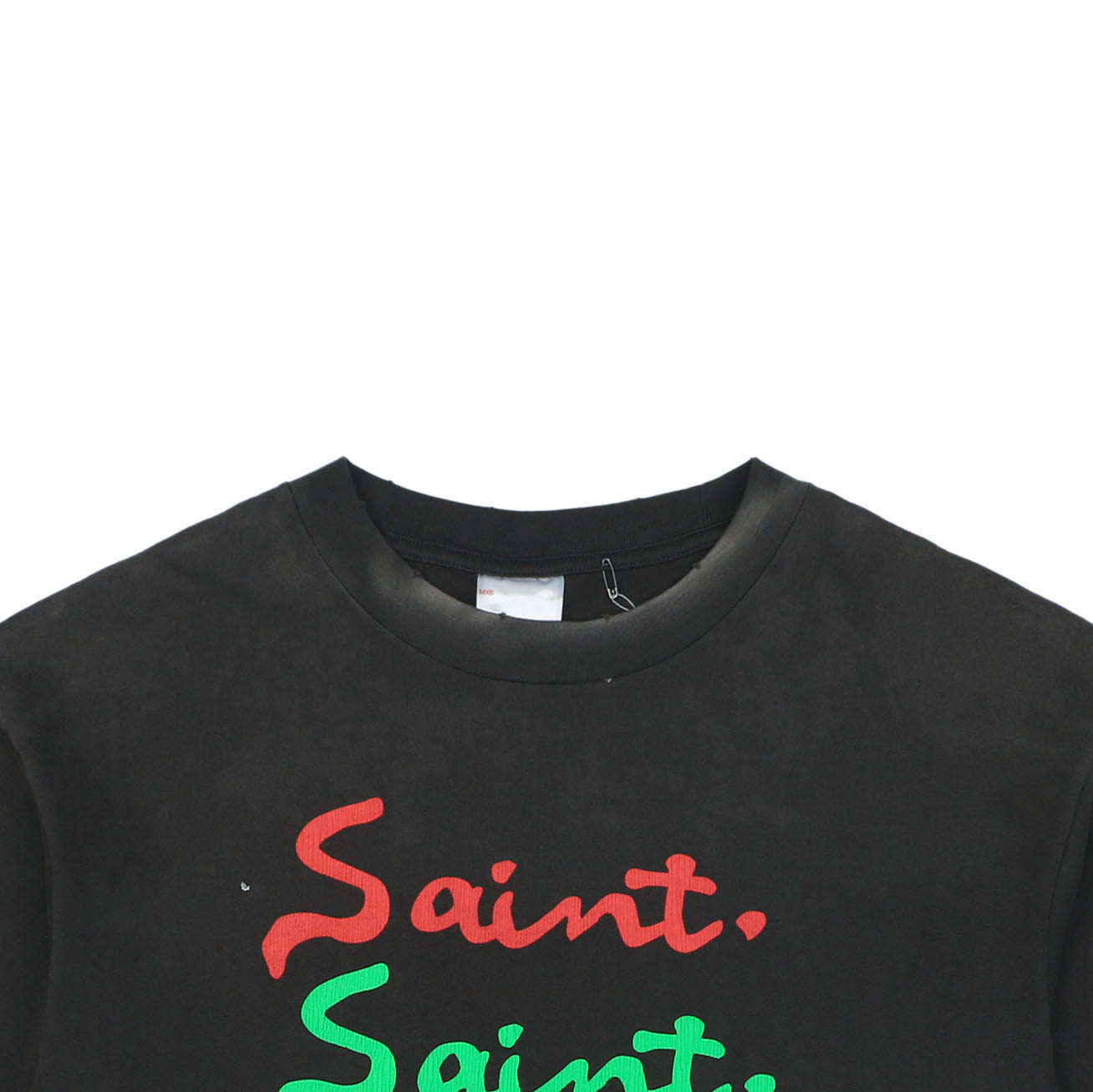 Saint Michael Multicolor Signature Saint. Mutilated Script Print Short Sleeve Tee – Black