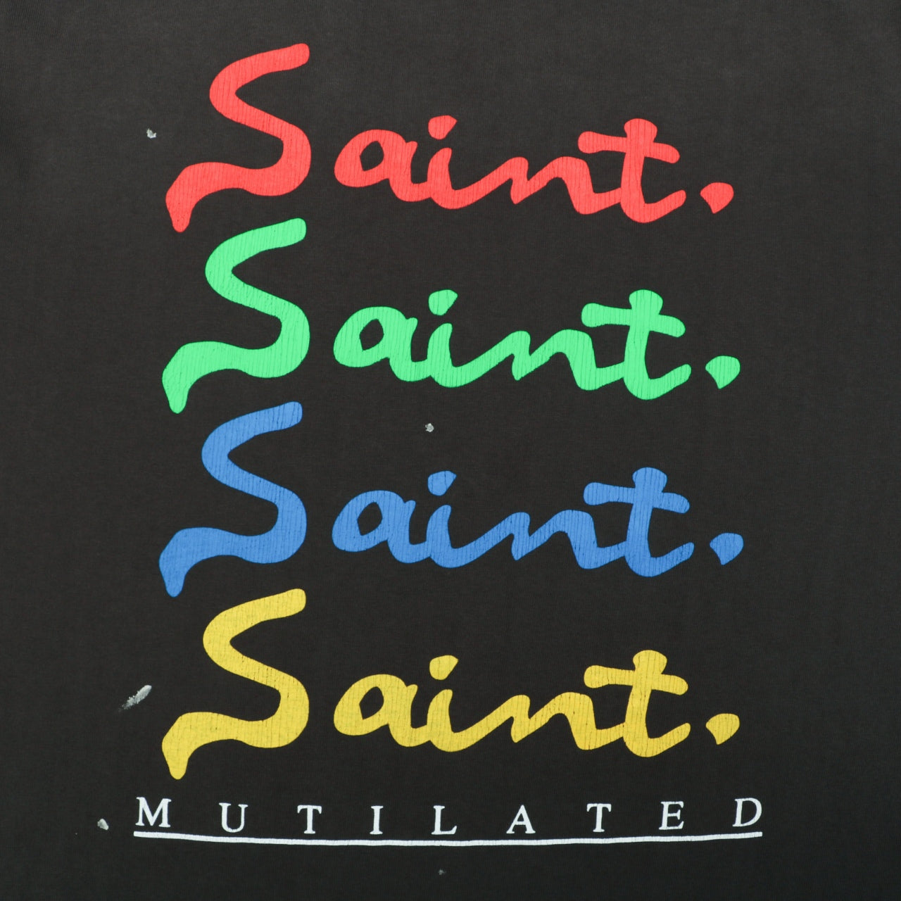 Saint Michael Multicolor Signature Saint. Mutilated Script Print Short Sleeve Tee – Black