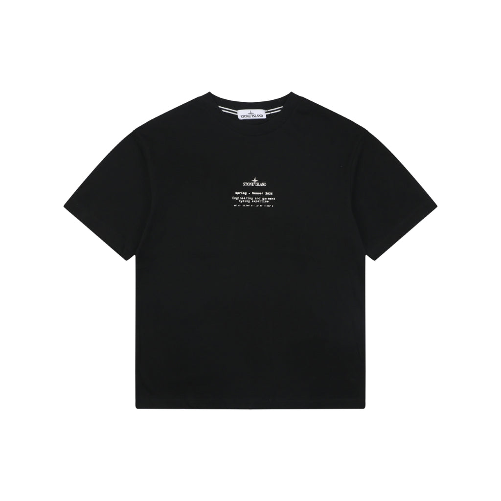 Stone Island Distressed Compass Rose Badge Print Short Sleeve Tee – Black