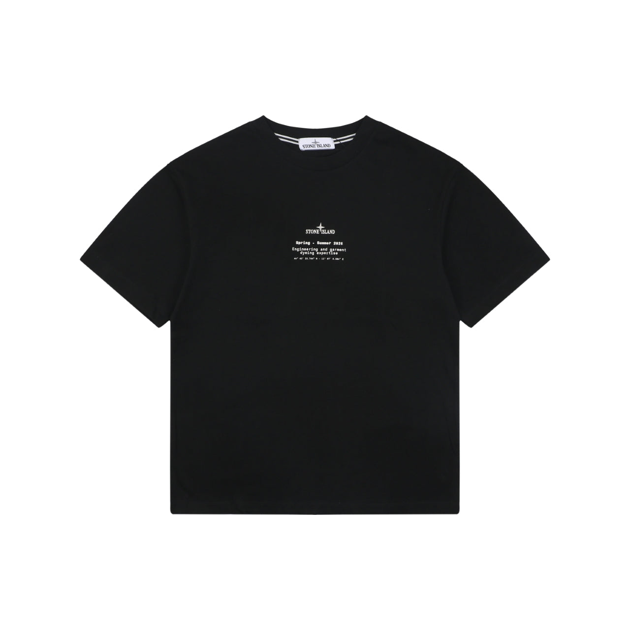 Stone Island Distressed Compass Rose Badge Print Short Sleeve Tee – Black