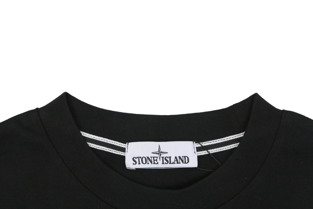 Stone Island Distressed Compass Rose Badge Print Short Sleeve Tee – Black