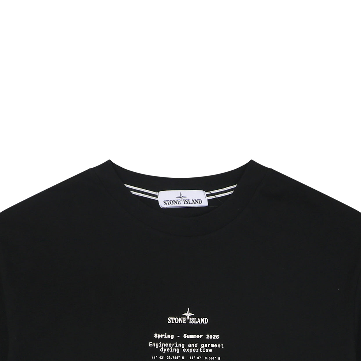 Stone Island Distressed Compass Rose Badge Print Short Sleeve Tee – Black