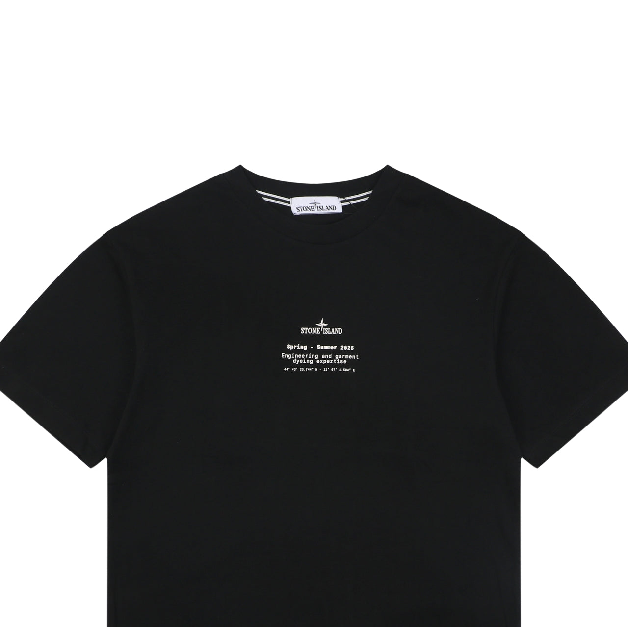 Stone Island Distressed Compass Rose Badge Print Short Sleeve Tee – Black