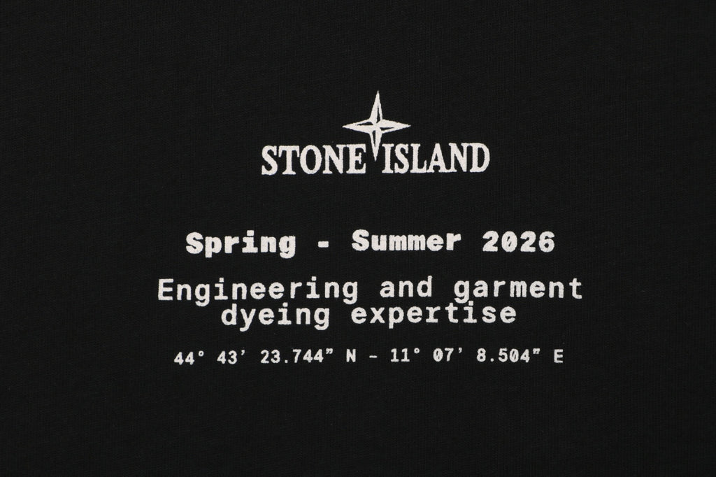 Stone Island Distressed Compass Rose Badge Print Short Sleeve Tee – Black