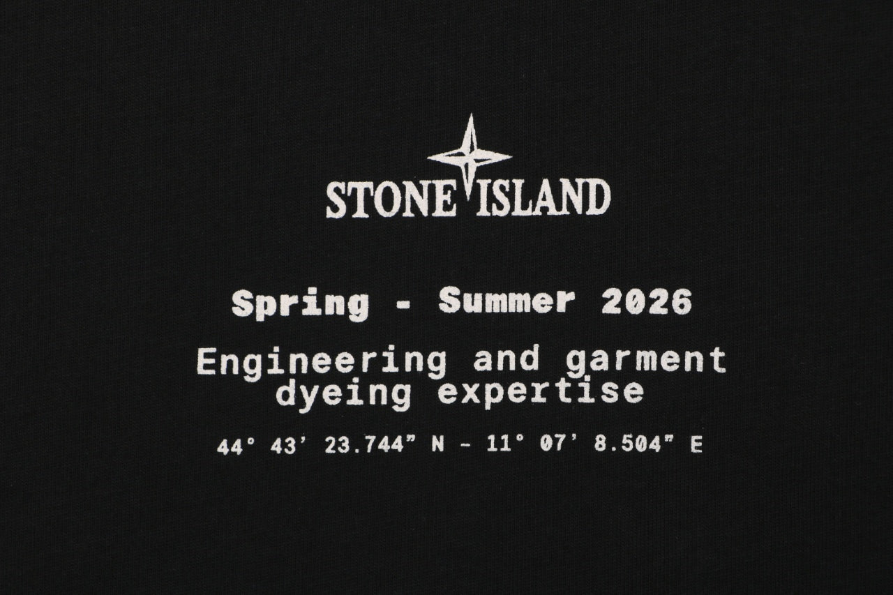 Stone Island Distressed Compass Rose Badge Print Short Sleeve Tee – Black