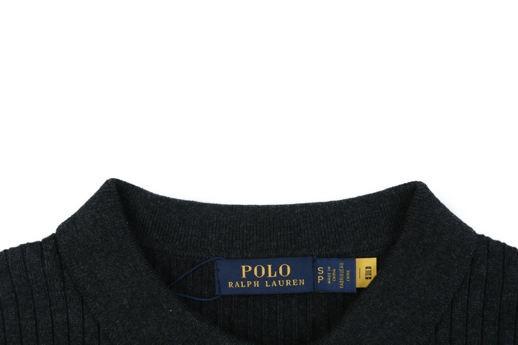 Ralph Lauren Pony Logo Waffle-Knit Short Sleeve Polo – Black