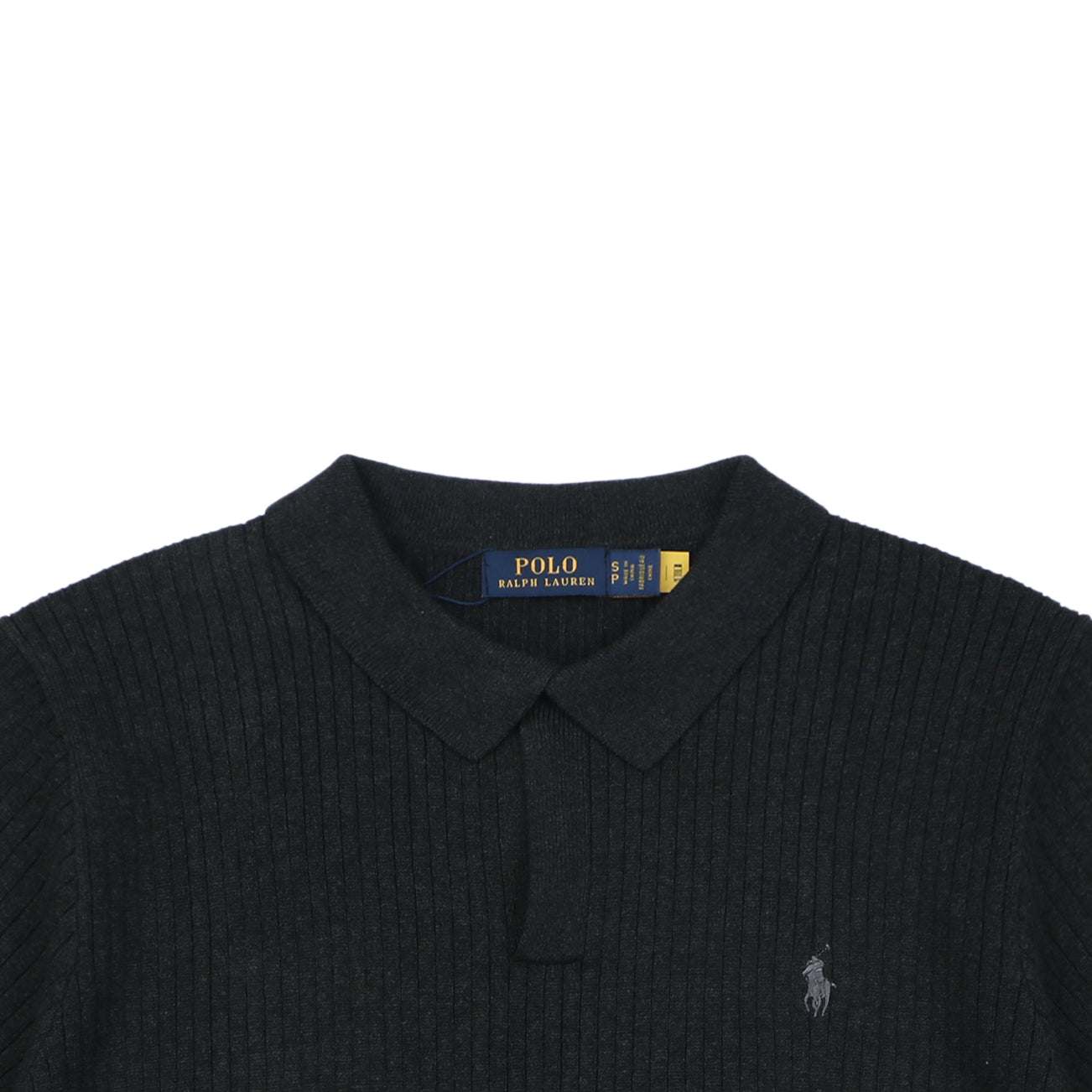 Ralph Lauren Pony Logo Waffle-Knit Short Sleeve Polo – Black