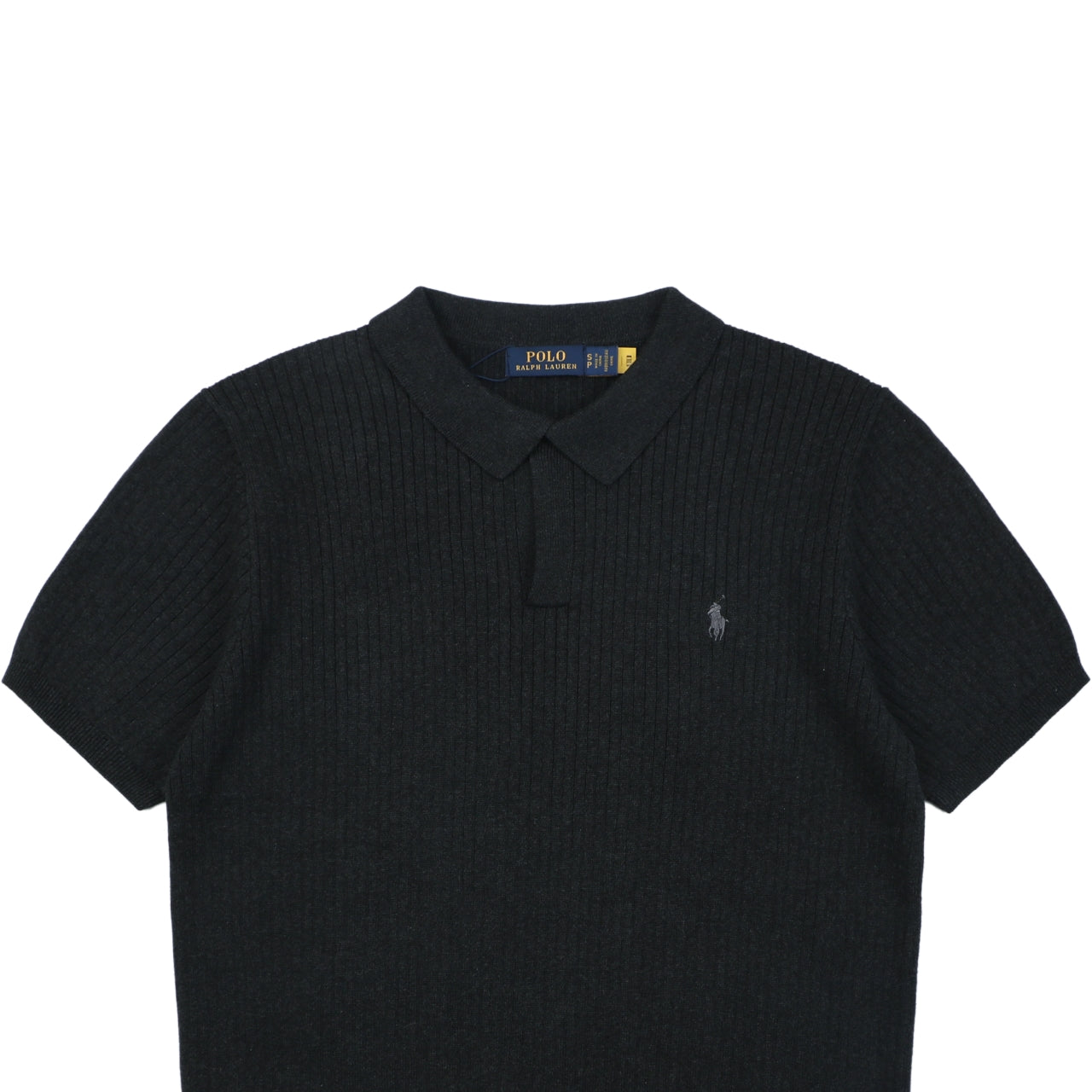 Ralph Lauren Pony Logo Waffle-Knit Short Sleeve Polo – Black