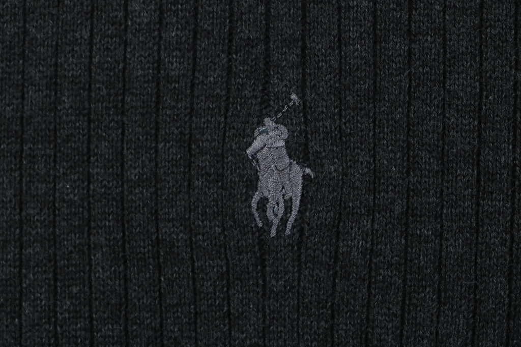 Ralph Lauren Pony Logo Waffle-Knit Short Sleeve Polo – Black