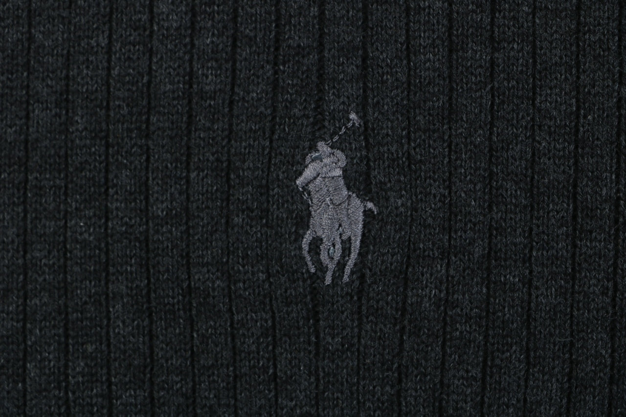 Ralph Lauren Pony Logo Waffle-Knit Short Sleeve Polo – Black