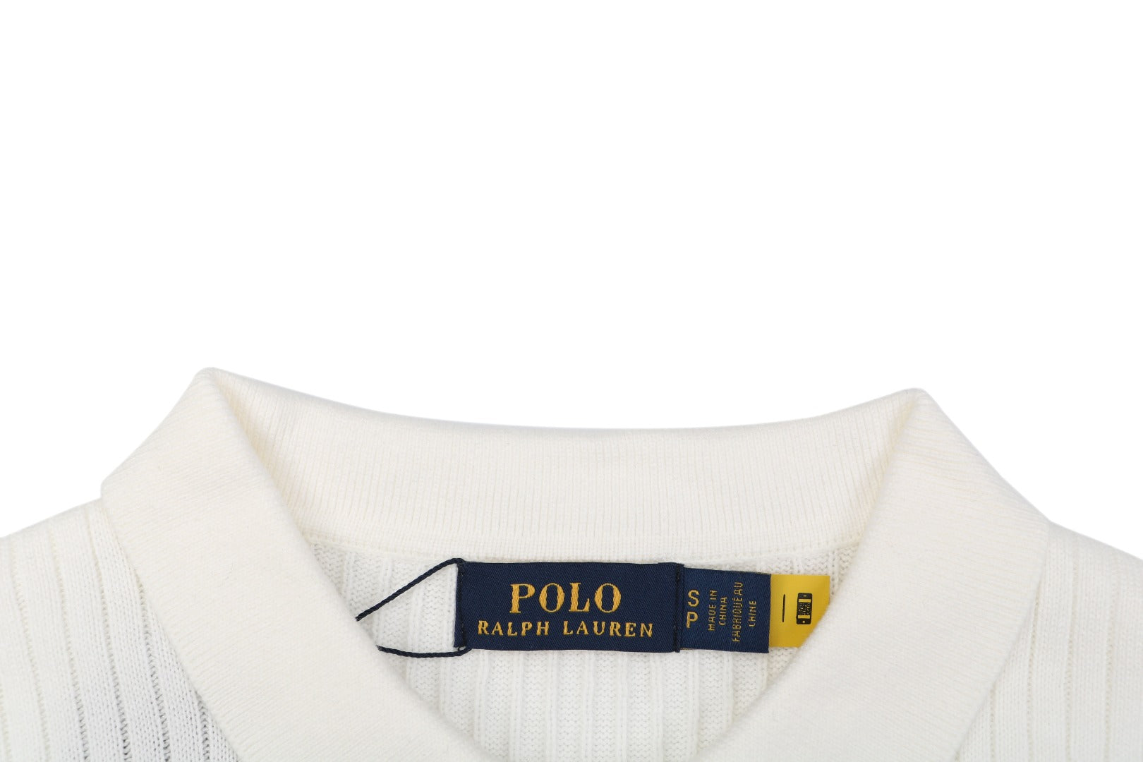 Ralph Lauren Pony Logo Waffle-Knit Short Sleeve Polo – White