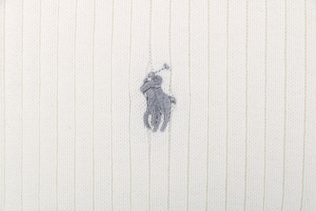 Ralph Lauren Pony Logo Waffle-Knit Short Sleeve Polo – White