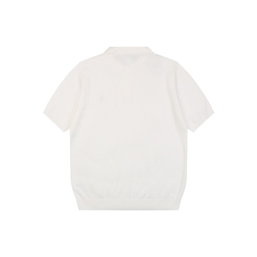 Ralph Lauren Pony Logo Waffle-Knit Short Sleeve Polo – White
