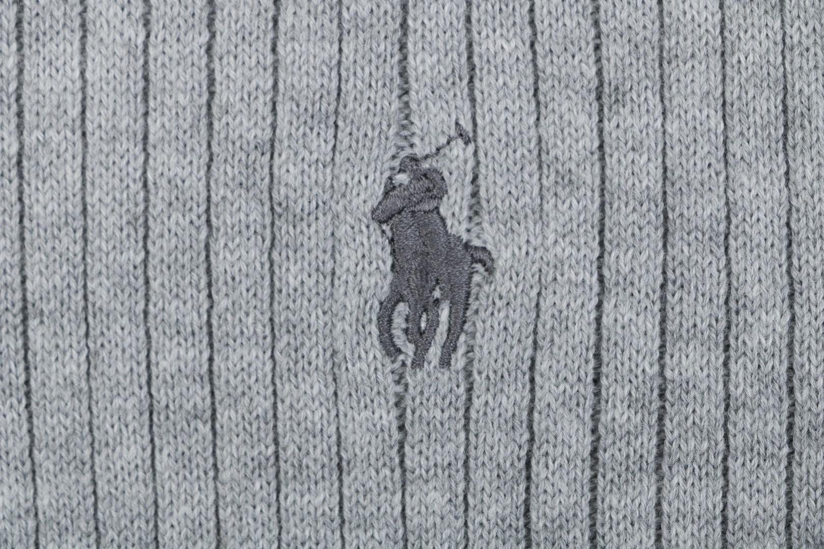 Ralph Lauren Pony Logo Waffle-Knit Short Sleeve Polo – Grey