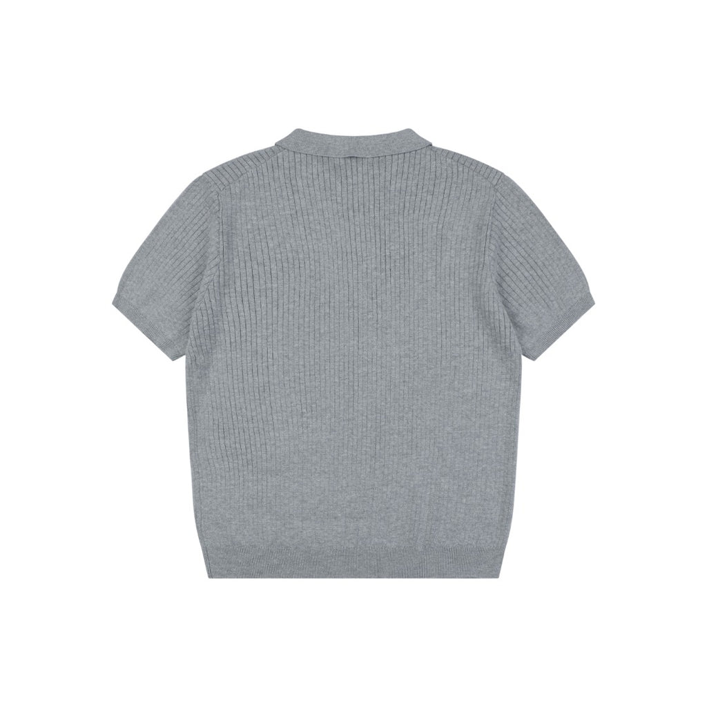 Ralph Lauren Pony Logo Waffle-Knit Short Sleeve Polo – Grey