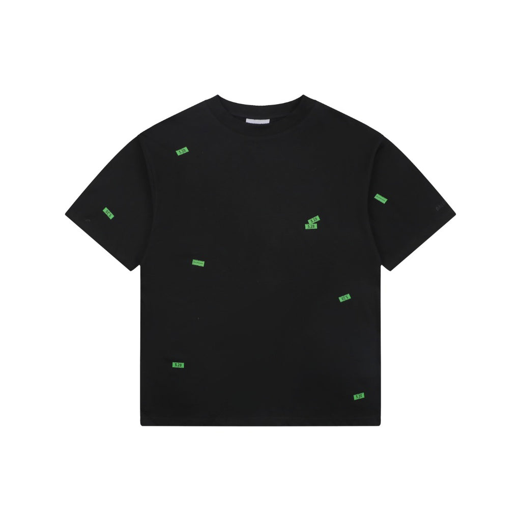 Balenciaga 520 Label Sticker Print Short Sleeve Tee – Black