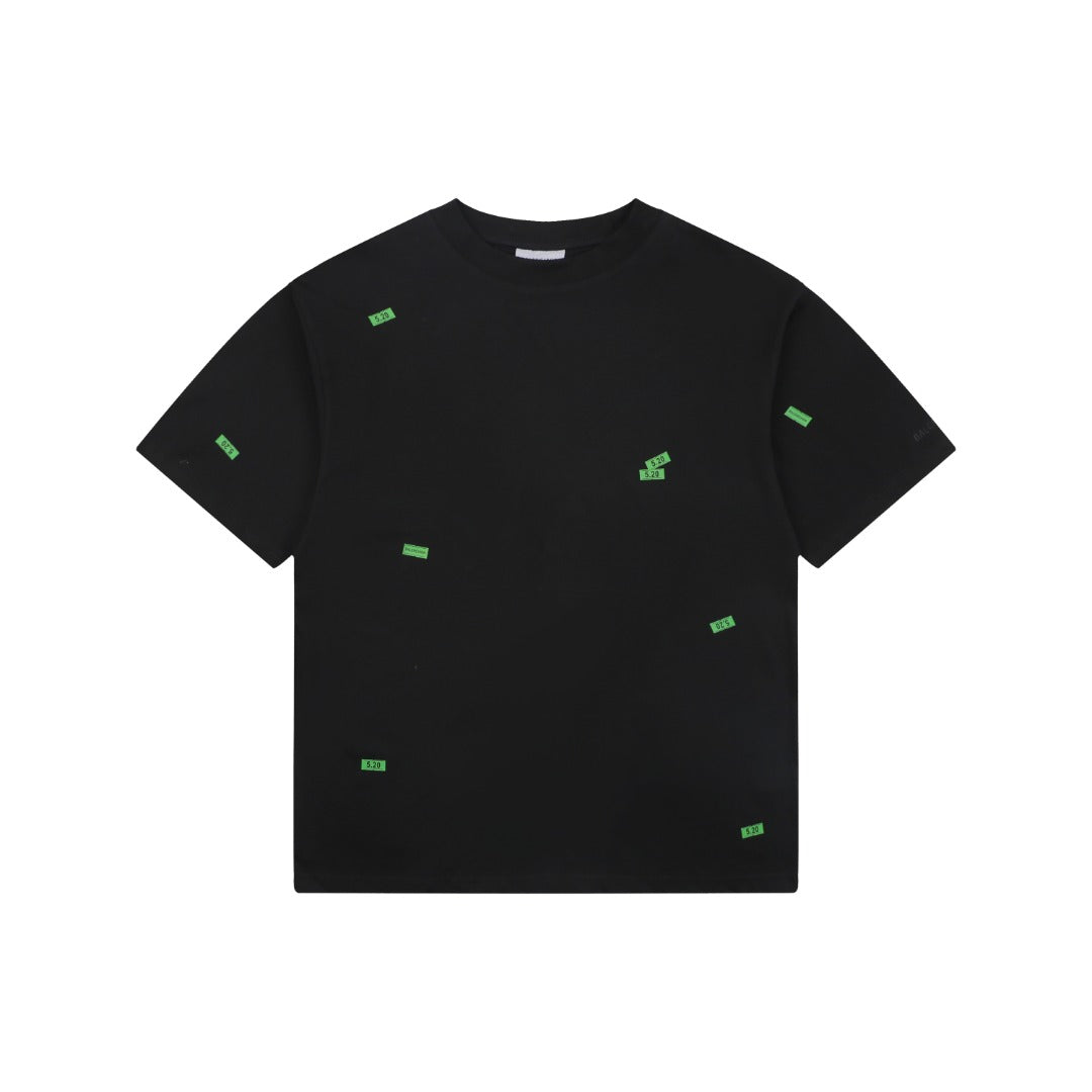 Balenciaga 520 Label Sticker Print Short Sleeve Tee – Black