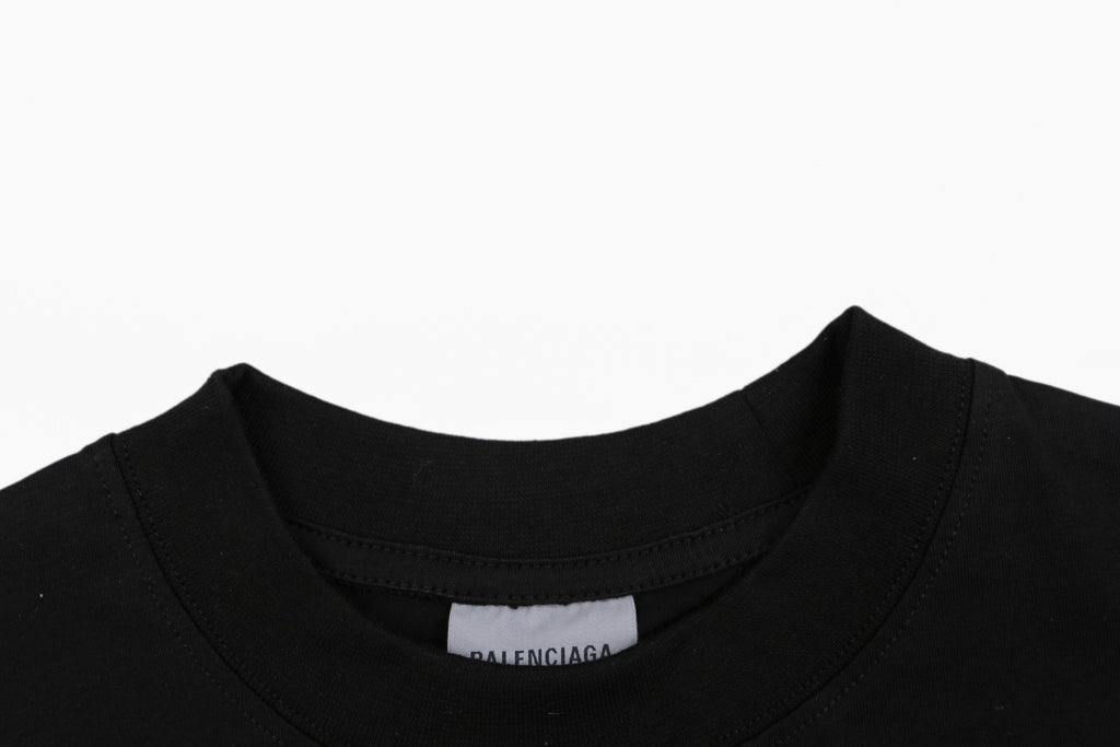 Balenciaga 520 Label Sticker Print Short Sleeve Tee – Black