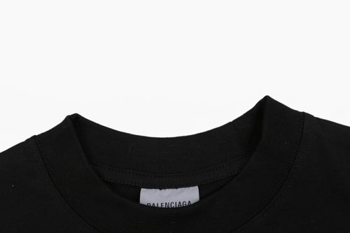 Balenciaga 520 Label Sticker Print Short Sleeve Tee – Black