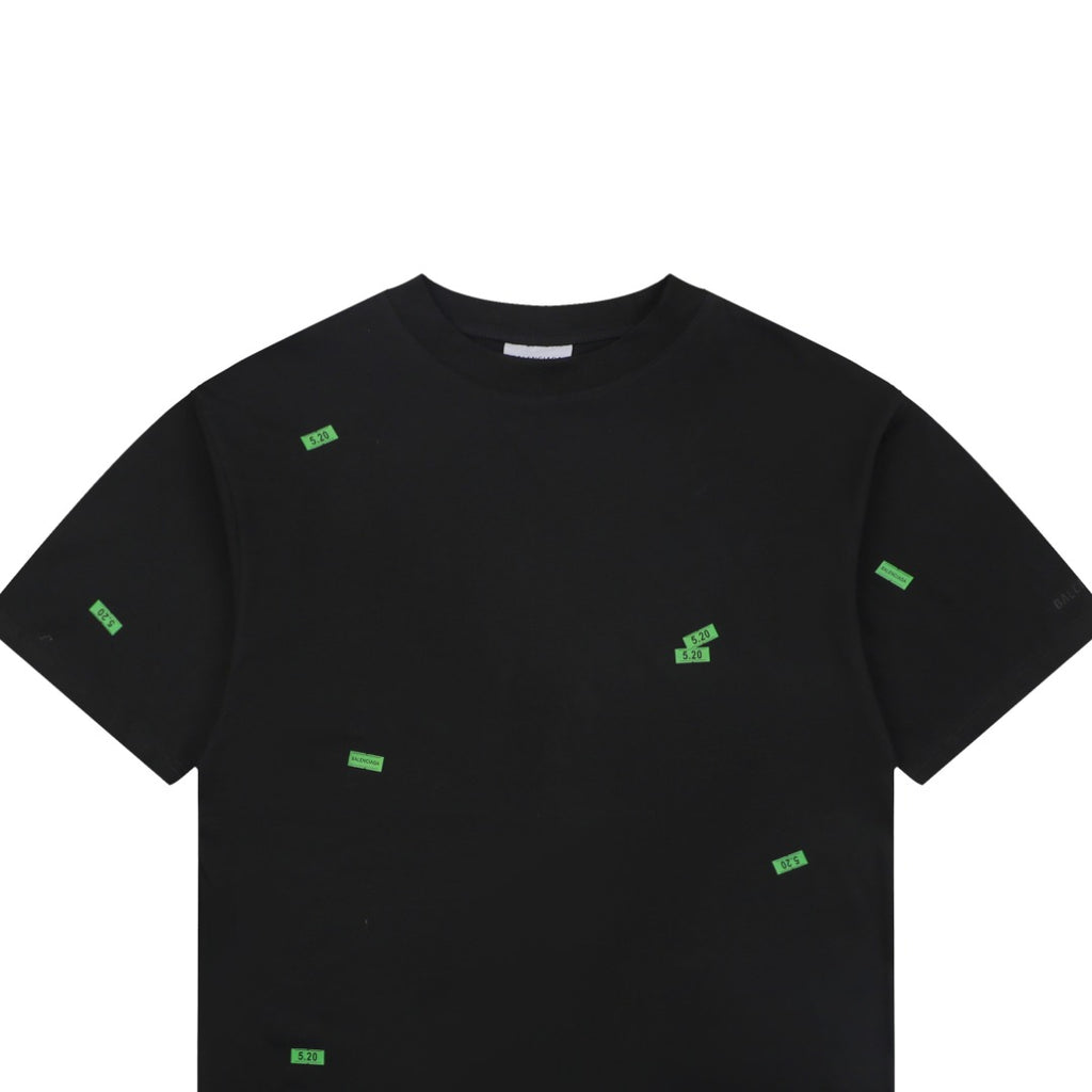 Balenciaga 520 Label Sticker Print Short Sleeve Tee – Black