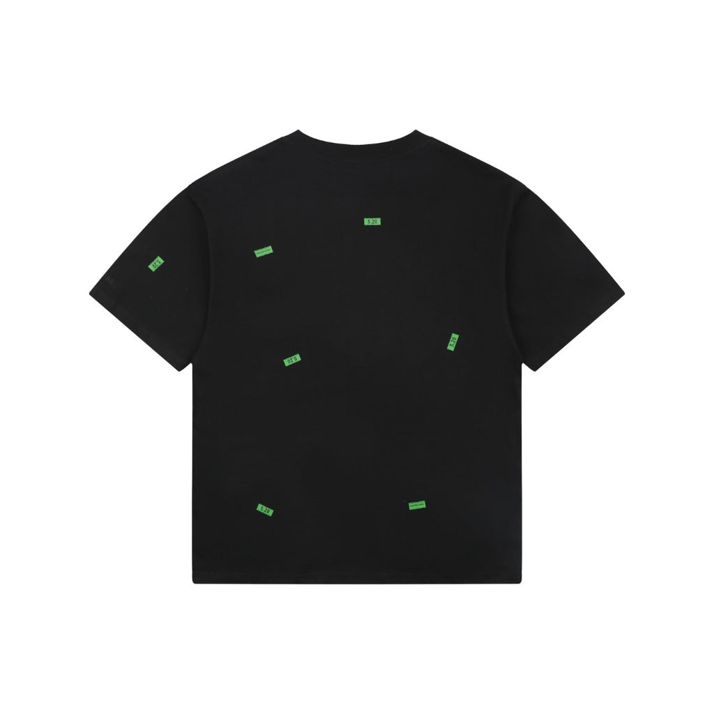 Balenciaga 520 Label Sticker Print Short Sleeve Tee – Black