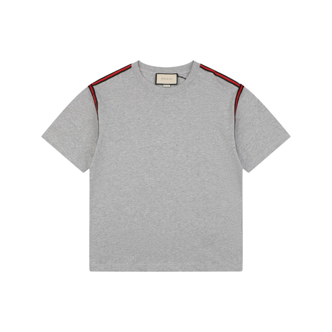 Gucci Shoulder Web Trim Short Sleeve Tee – Grey