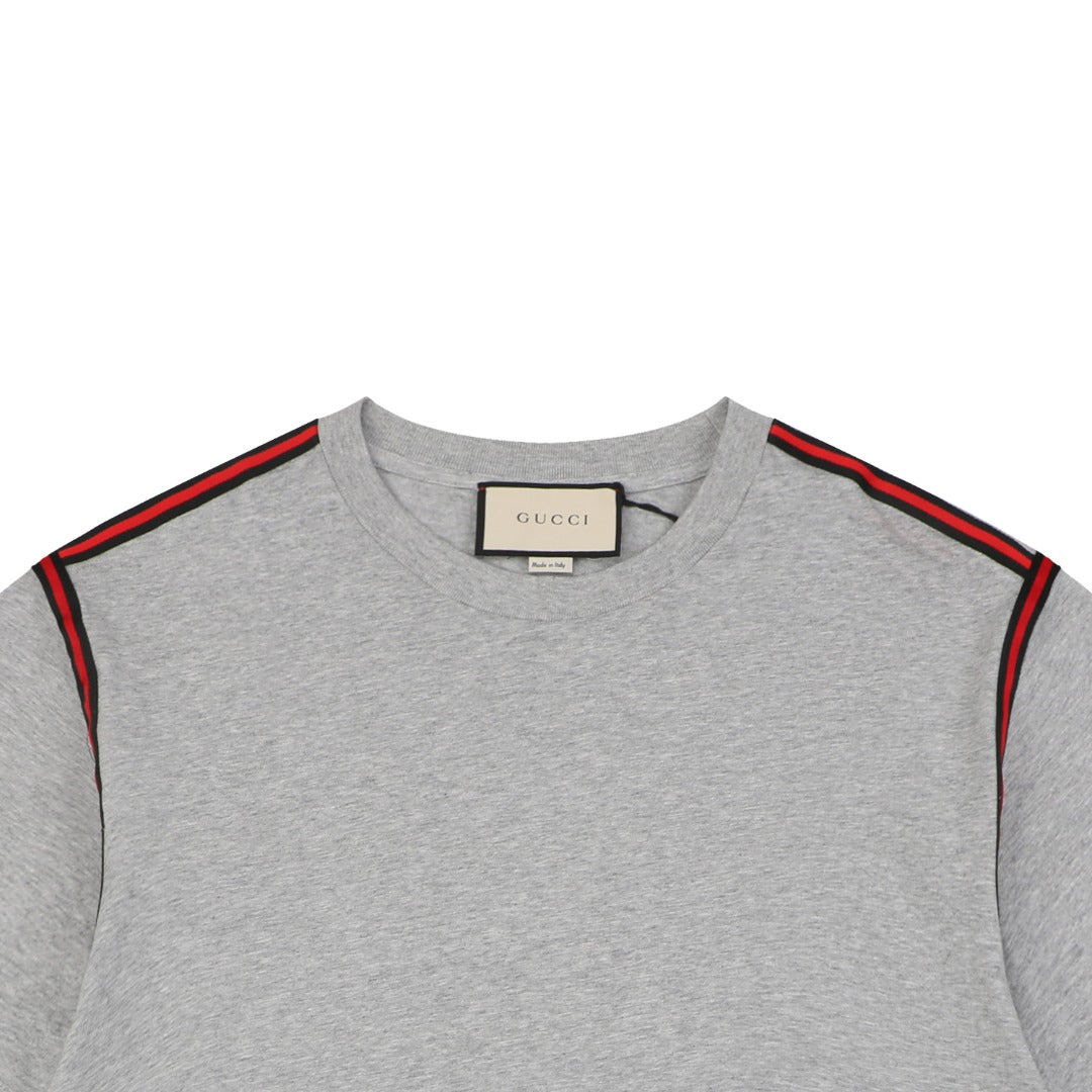 Gucci Shoulder Web Trim Short Sleeve Tee – Grey