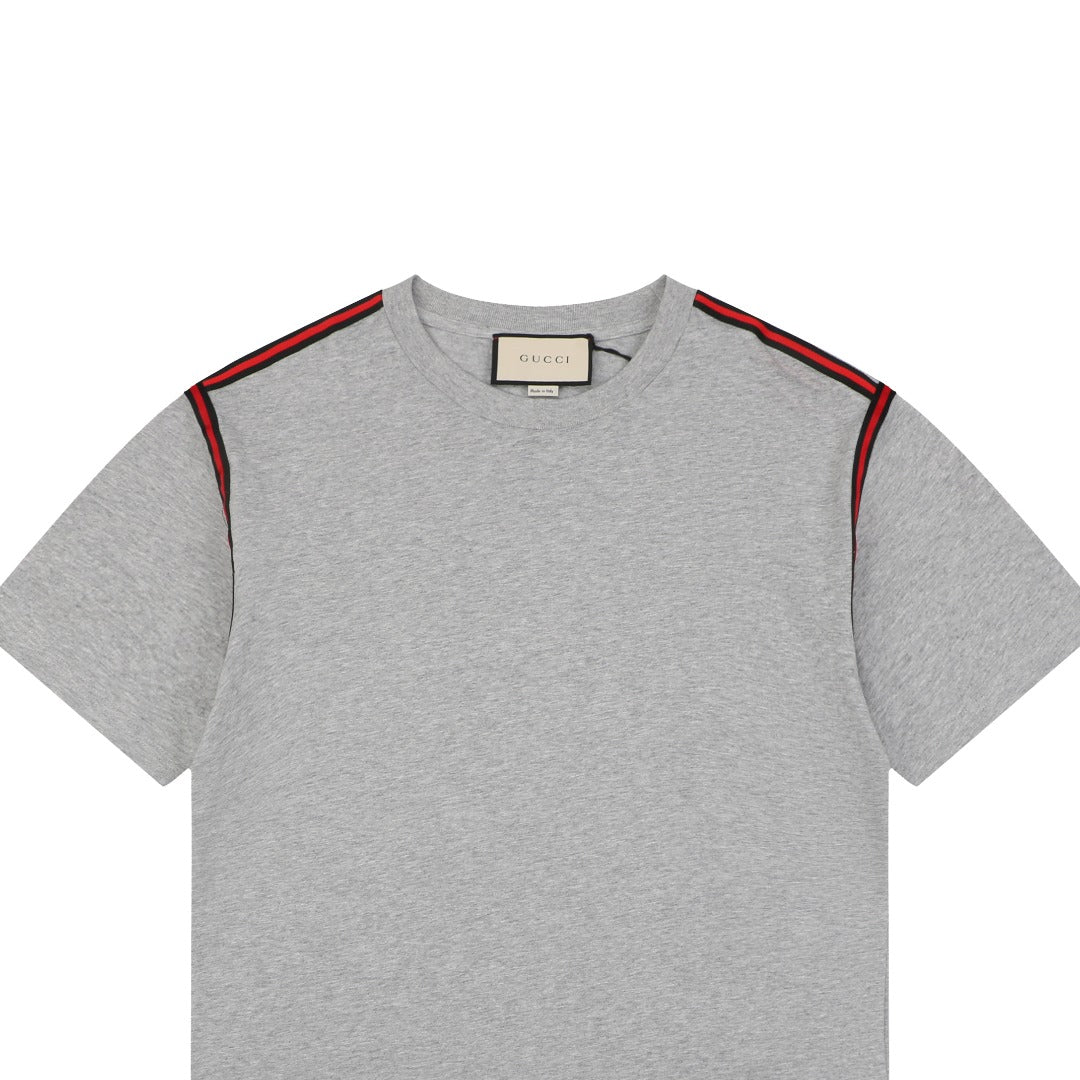 Gucci Shoulder Web Trim Short Sleeve Tee – Grey