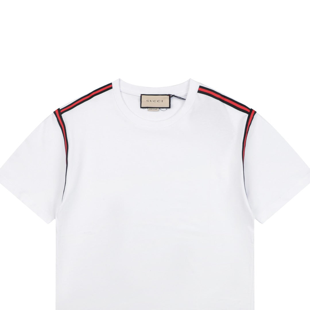 Gucci Shoulder Web Trim Short Sleeve Tee – White