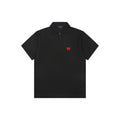 Balenciaga Red Wheat Ear Double-B Embroidered Polo Shirt – Black