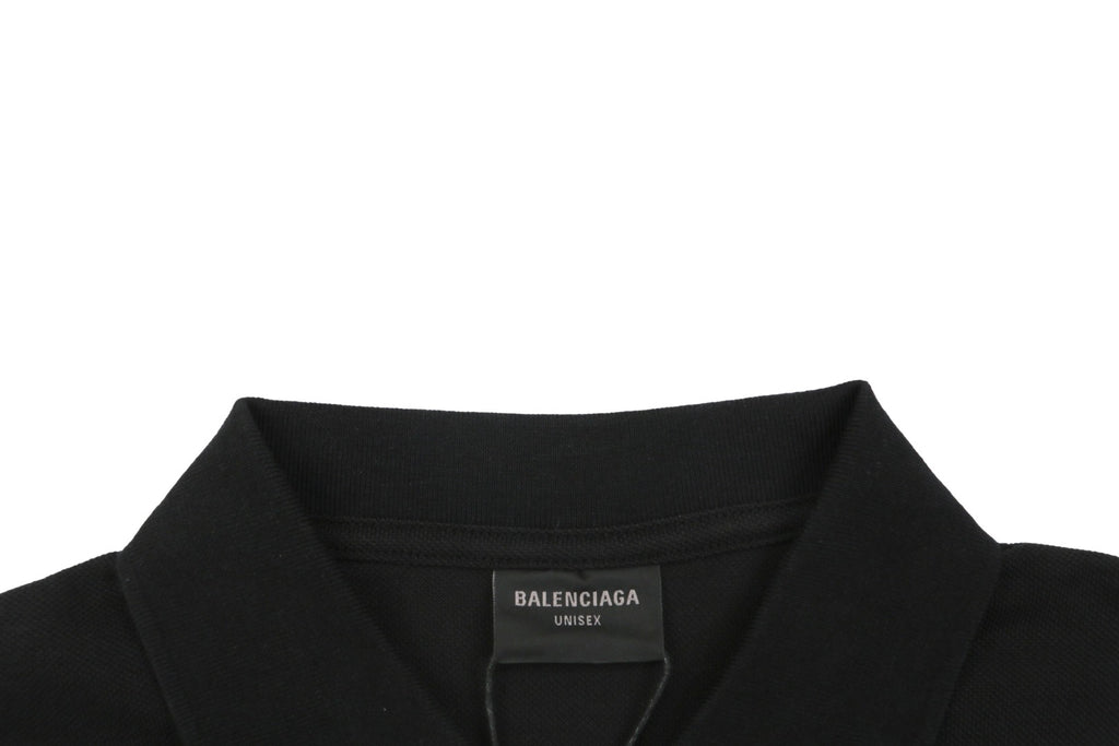 Balenciaga Red Wheat Ear Double-B Embroidered Polo Shirt – Black