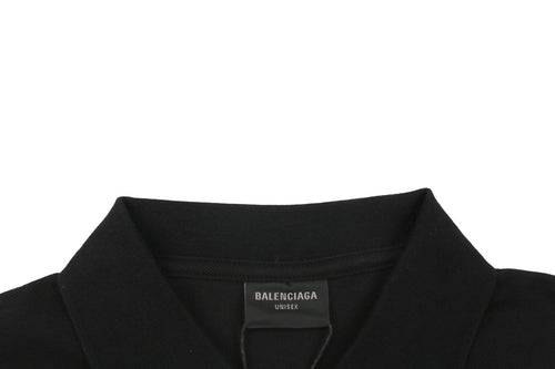 Balenciaga Red Wheat Ear Double-B Embroidered Polo Shirt – Black