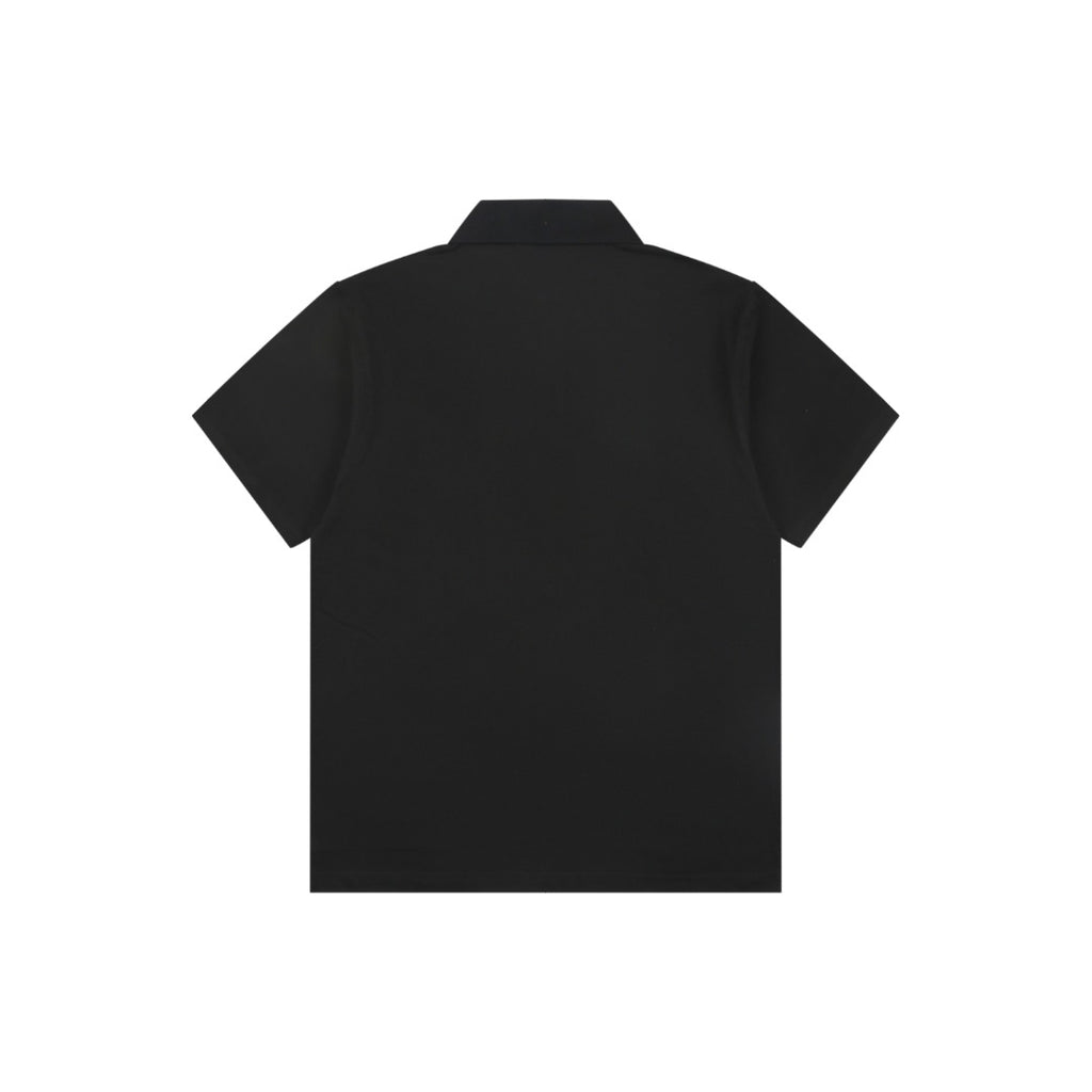 Balenciaga Red Wheat Ear Double-B Embroidered Polo Shirt – Black