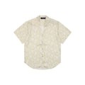 Louis Vuitton All-Over Monogram Letter Print Short Sleeve Camp Shirt — Cream / Green / Blue