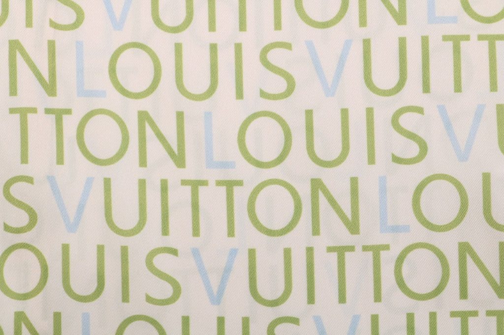 Louis Vuitton All-Over Monogram Letter Print Short Sleeve Camp Shirt — Cream / Green / Blue