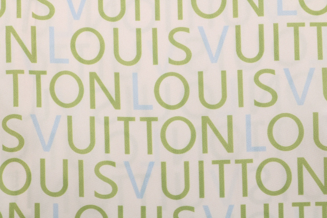 Louis Vuitton All-Over Monogram Letter Print Short Sleeve Camp Shirt — Cream / Green / Blue