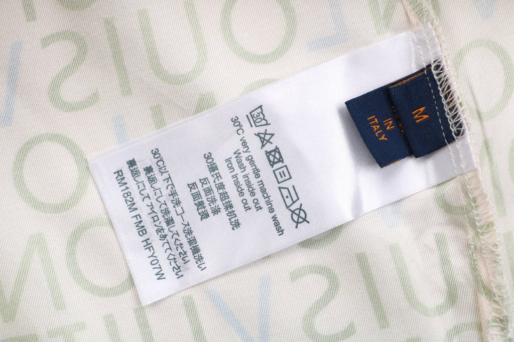 Louis Vuitton All-Over Monogram Letter Print Short Sleeve Camp Shirt — Cream / Green / Blue