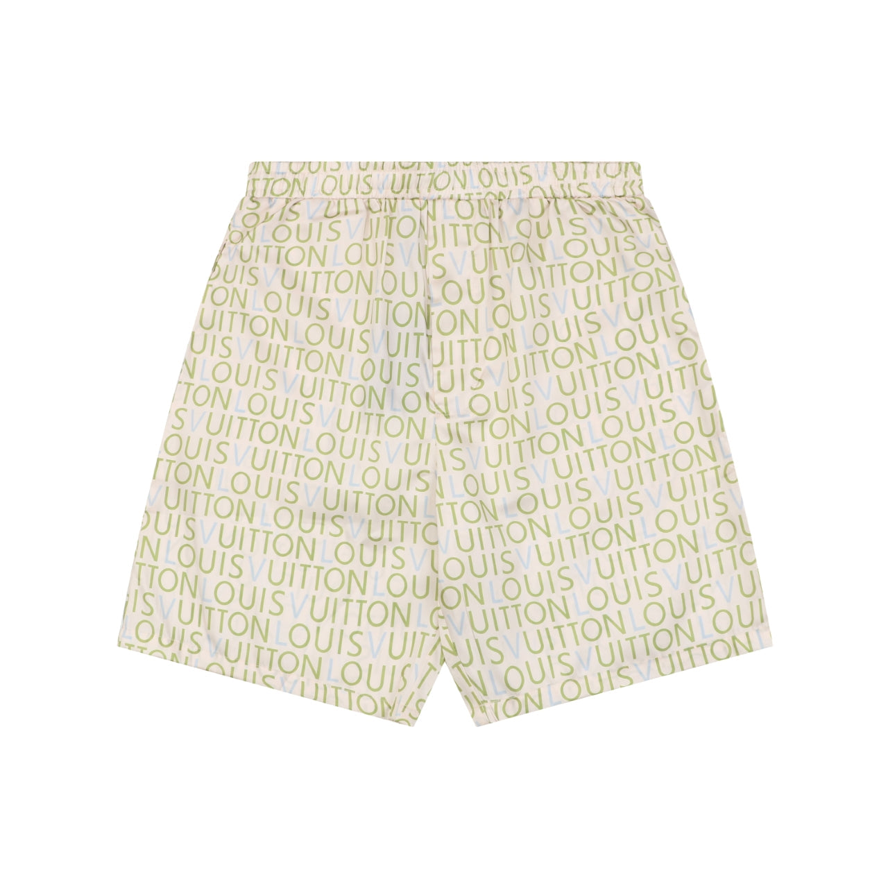 Louis Vuitton All-Over Monogram Letter Print Shorts — Cream / Green / Blue