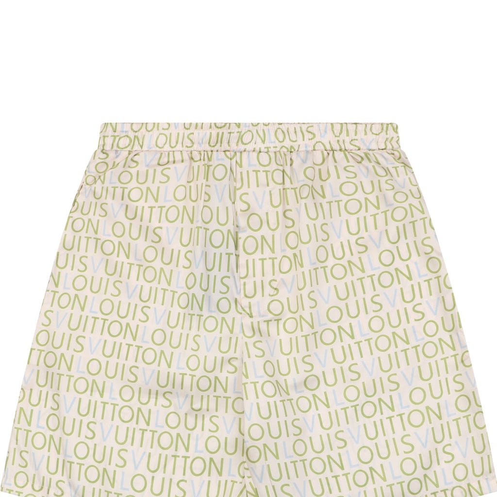 Louis Vuitton All-Over Monogram Letter Print Shorts — Cream / Green / Blue