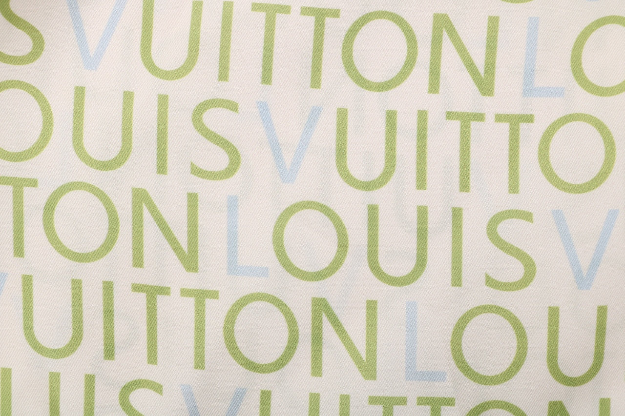Louis Vuitton All-Over Monogram Letter Print Shorts — Cream / Green / Blue
